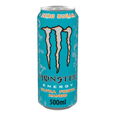 A 500ml can of Monster Ultra Fiesta Mango Energy Drink from Monster, featuring a turquoise and orange design, zero sugar, and a refreshing mango flavour.